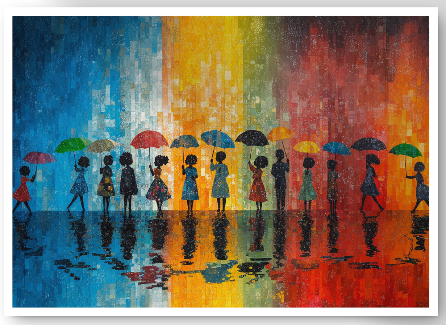 Black People Umbrella Rain African American canvas print by MoomZee Artwork