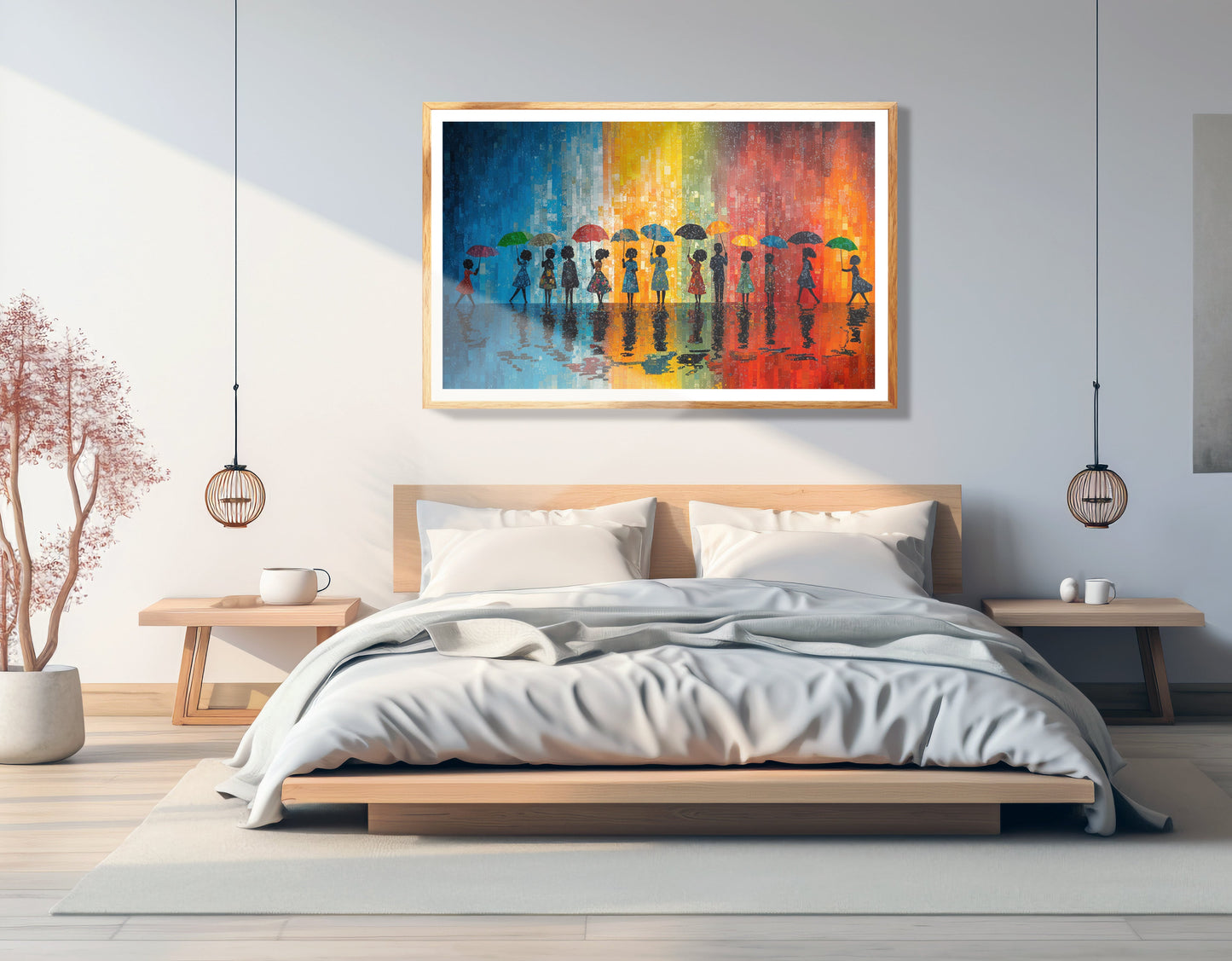 Black People Umbrella Rain African American canvas print view 75