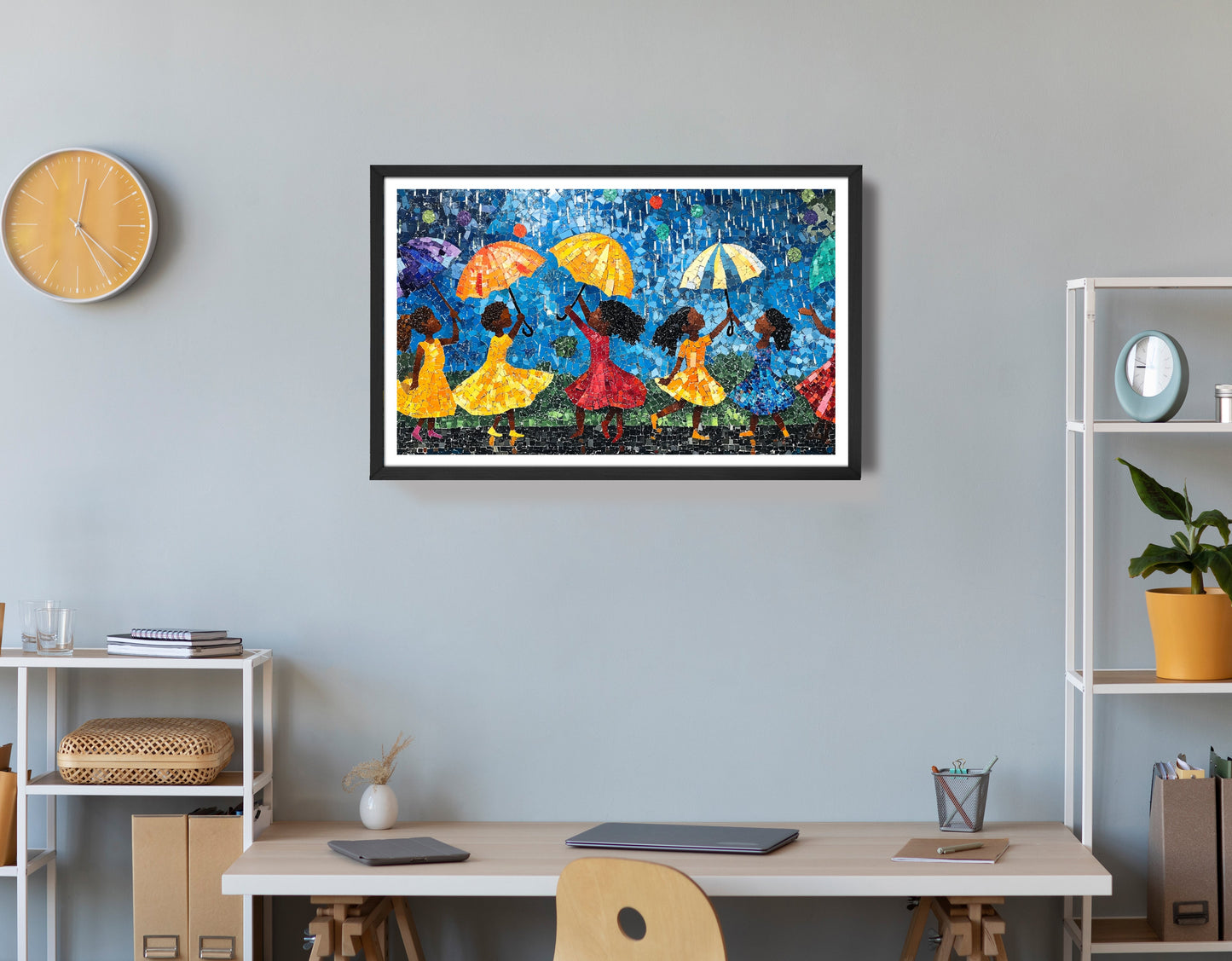 Black Girls Rainy Day Black children wall art view 72