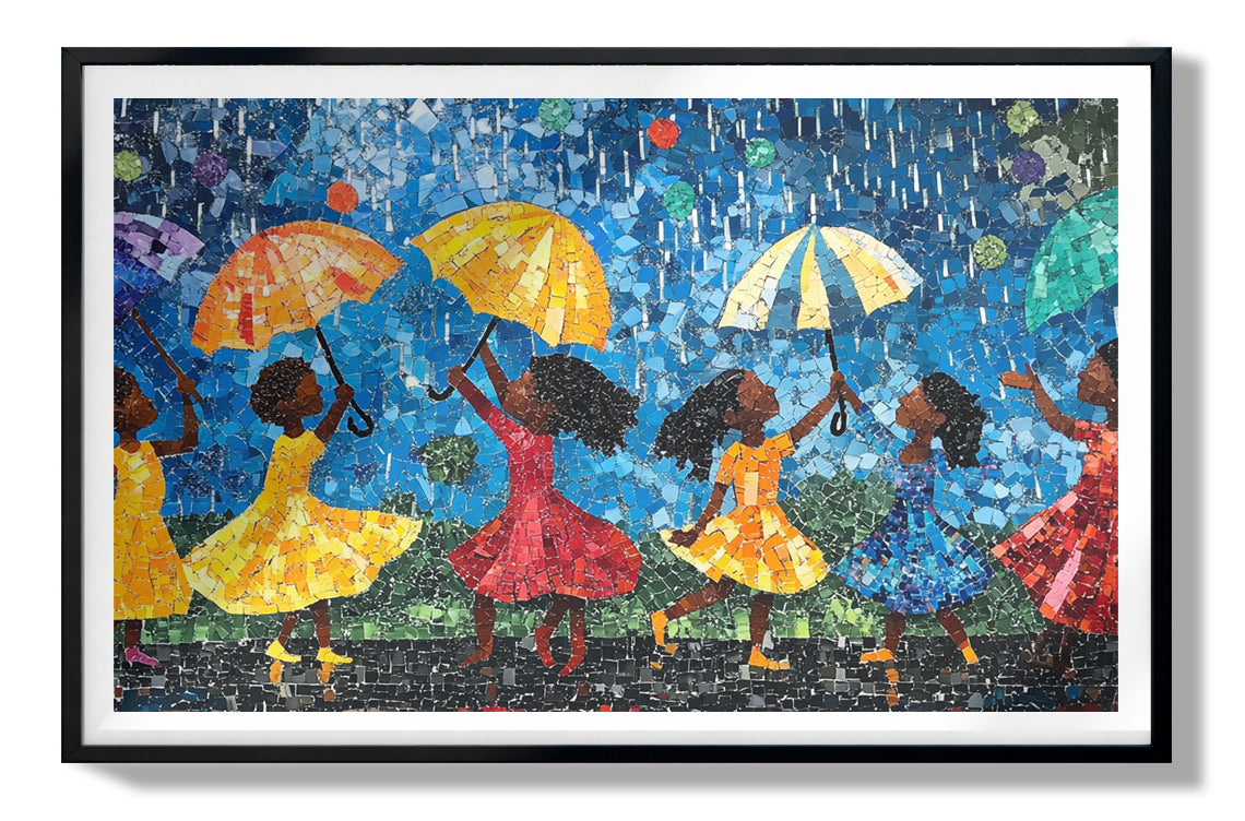 Black Girls Rainy Day Black children wall art view 67