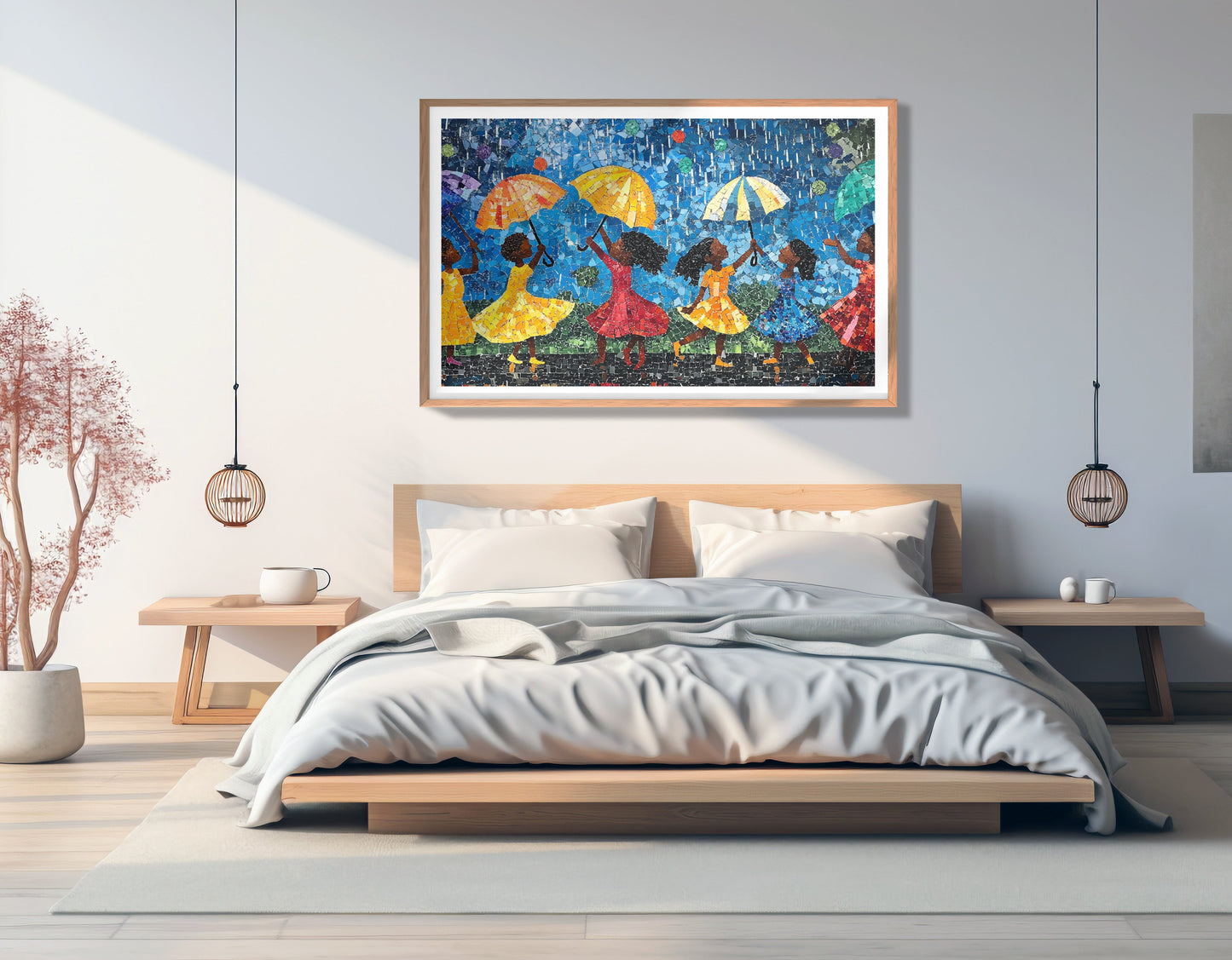 Black Girls Rainy Day Black children wall art view 81
