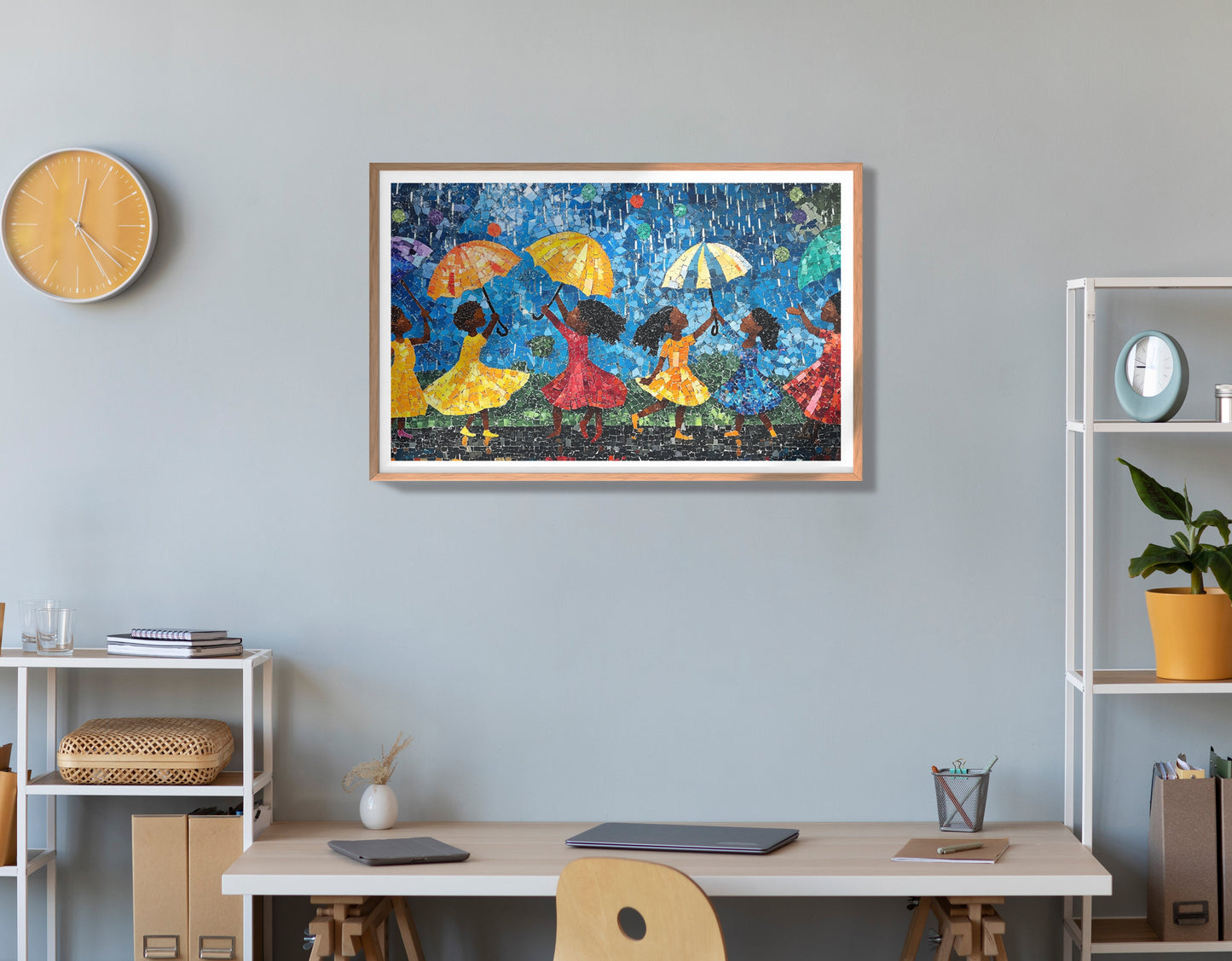 Black Girls Rainy Day Black children wall art view 84