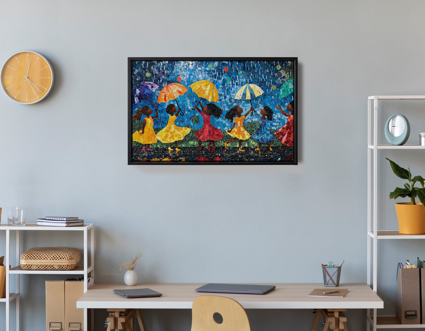 Black Girls Rainy Day Black children wall art view 30