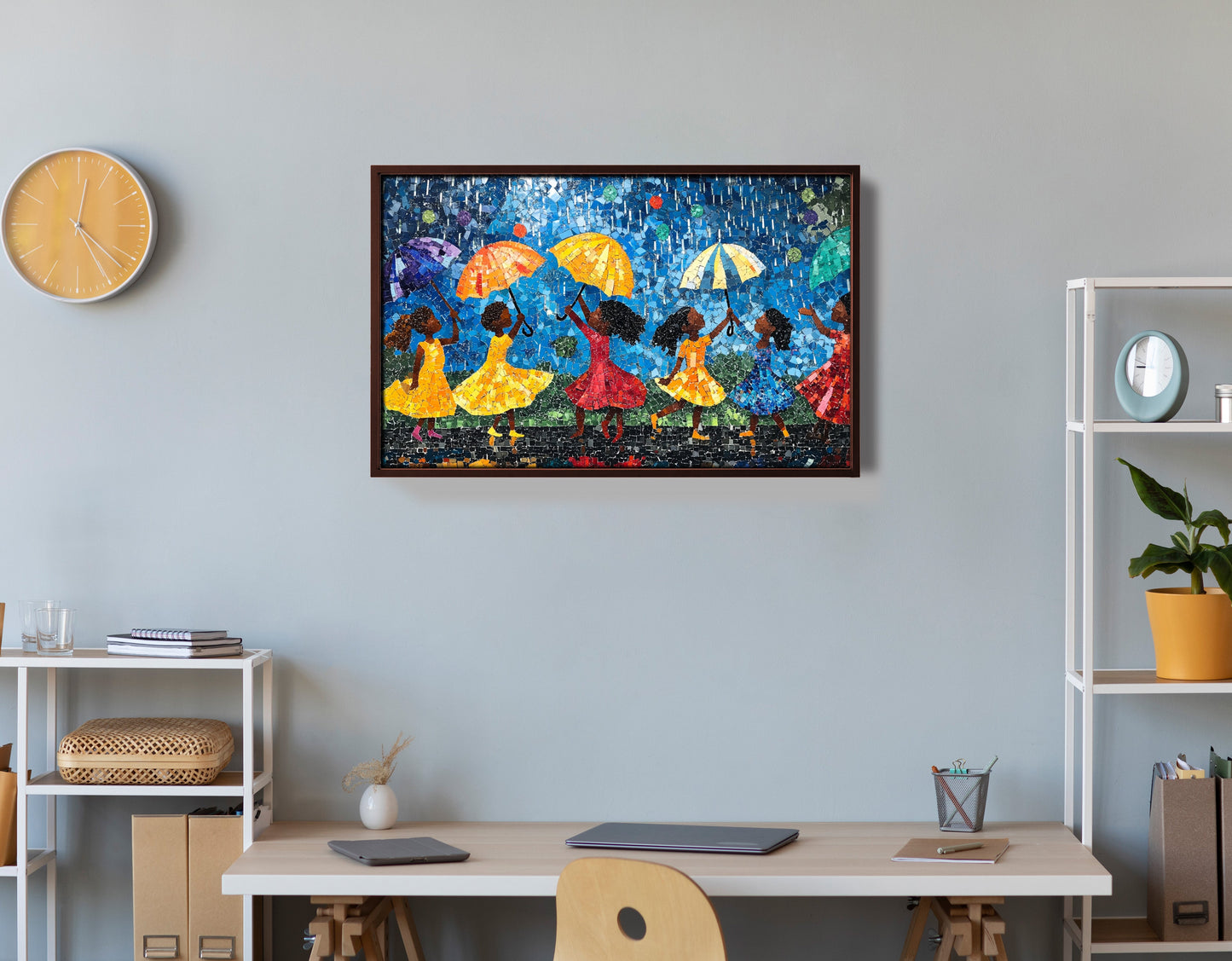 Black Girls Rainy Day Black children wall art view 36