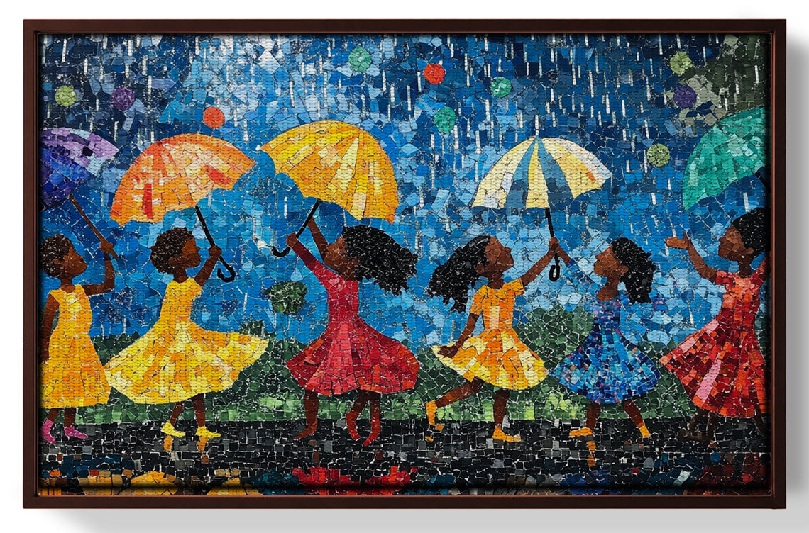 Black Girls Rainy Day Black children wall art view 31