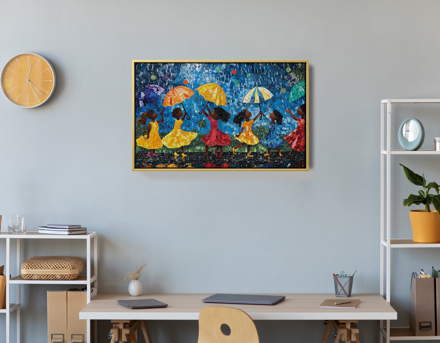 Black Girls Rainy Day Black children wall art view 42