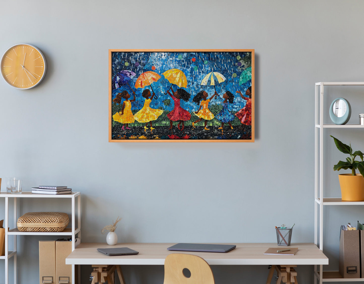 Black Girls Rainy Day Black children wall art view 48