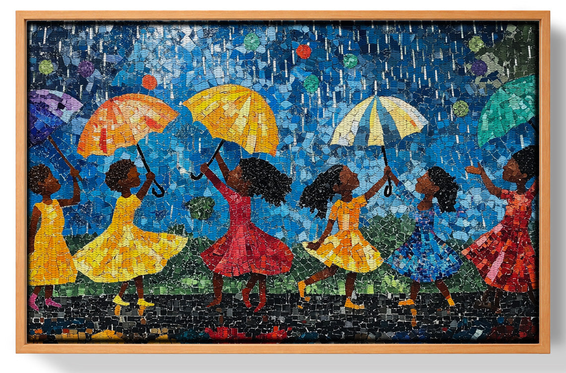 Black Girls Rainy Day Black children wall art view 43