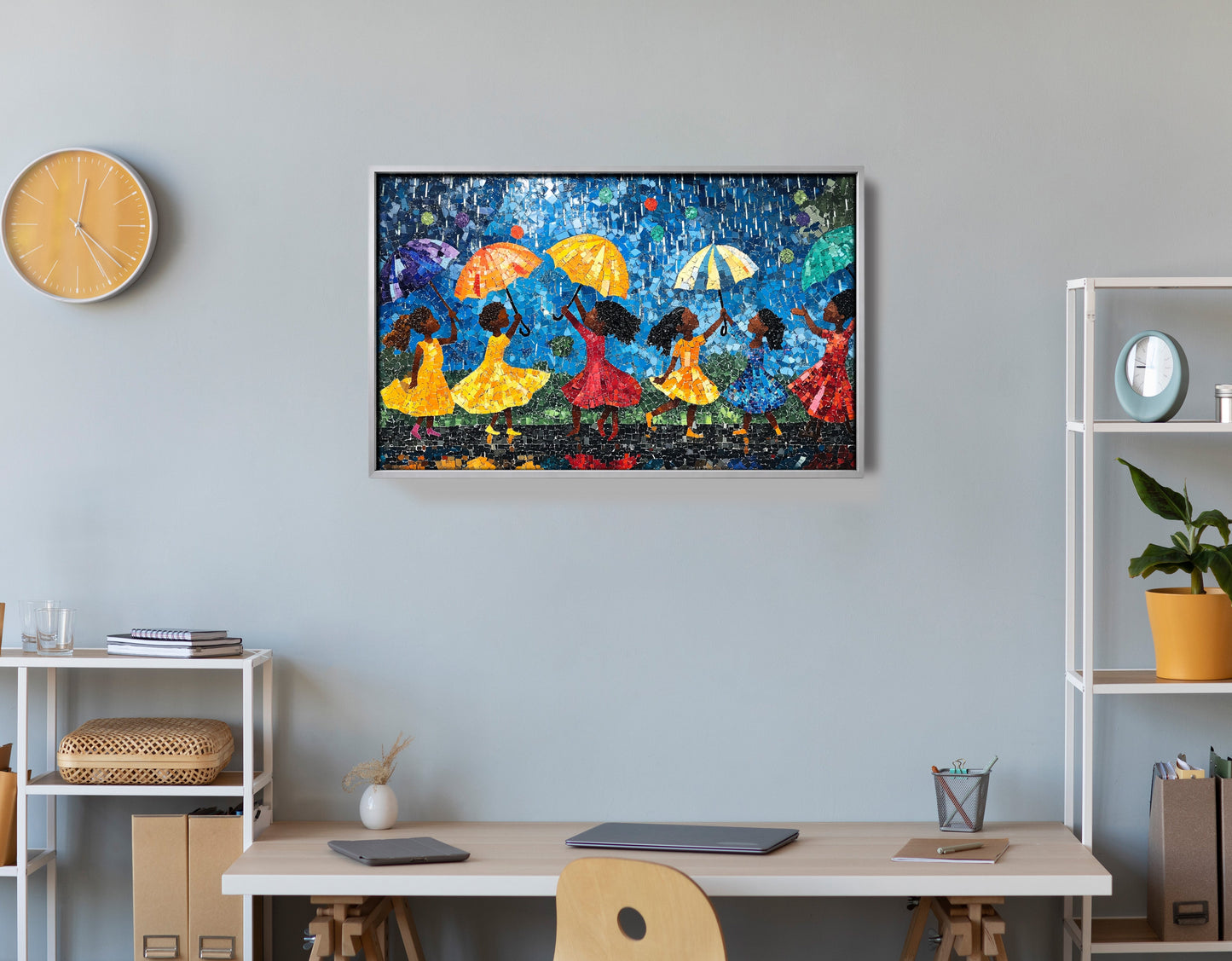 Black Girls Rainy Day Black children wall art view 60