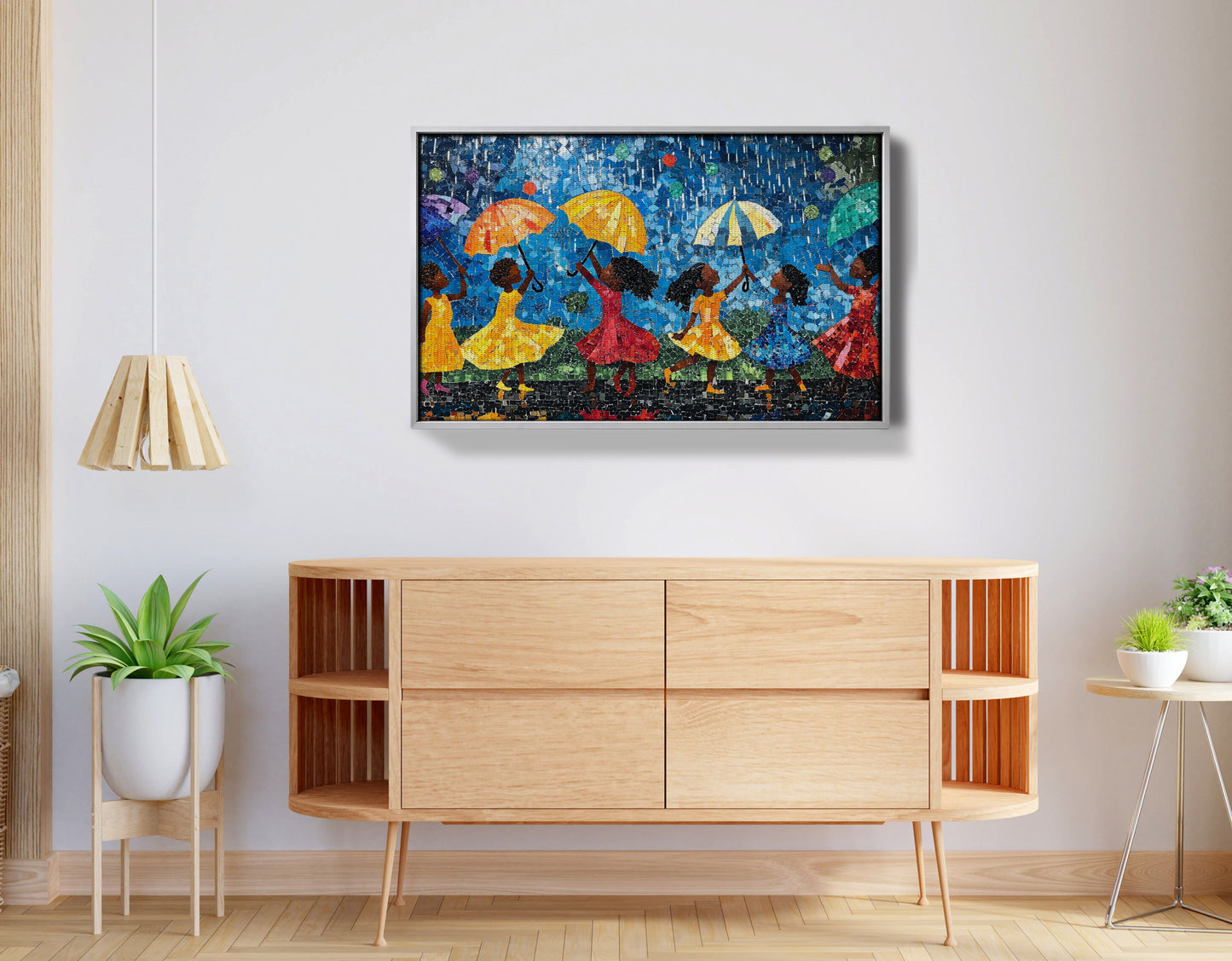 Black Girls Rainy Day Black children wall art view 56