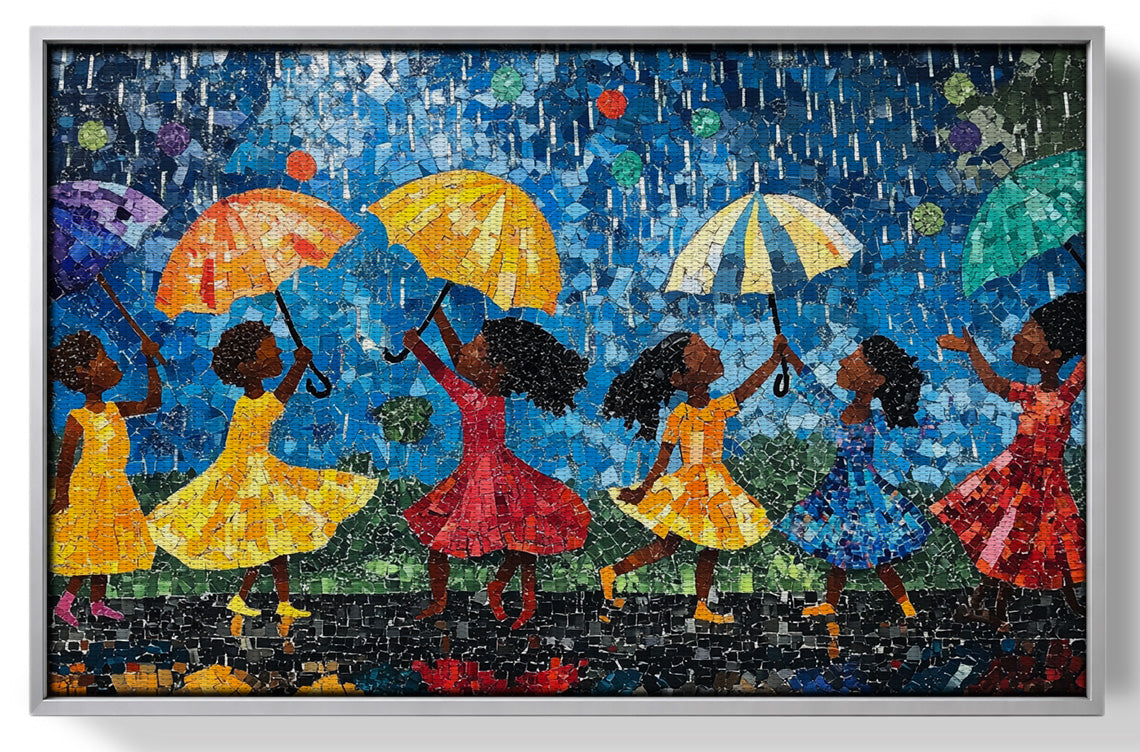 Black Girls Rainy Day Black children wall art view 55