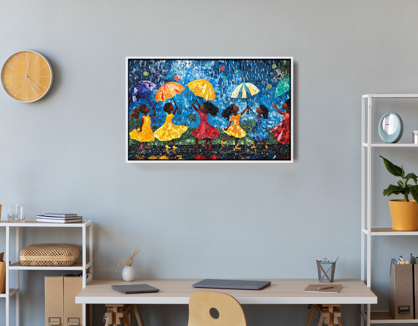 Black Girls Rainy Day Black children wall art view 66