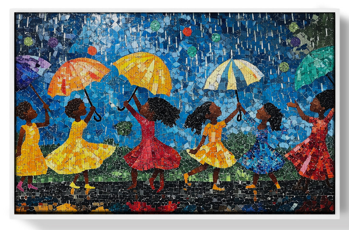 Black Girls Rainy Day Black children wall art view 61