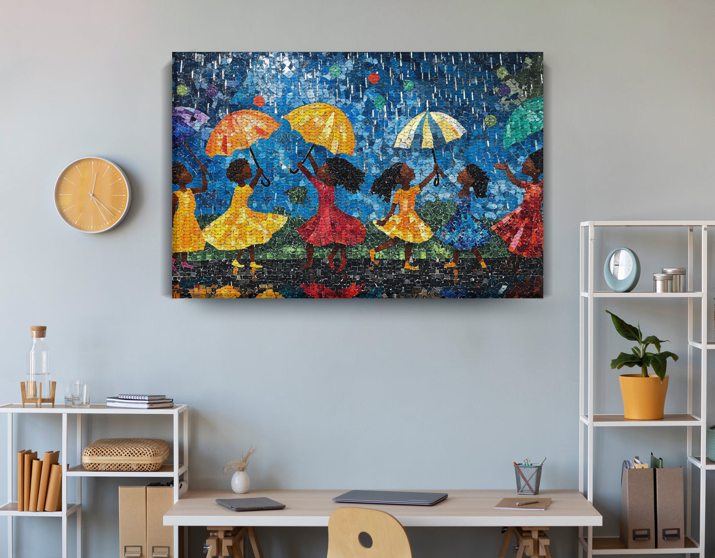 Black Girls Rainy Day Black children wall art view 18