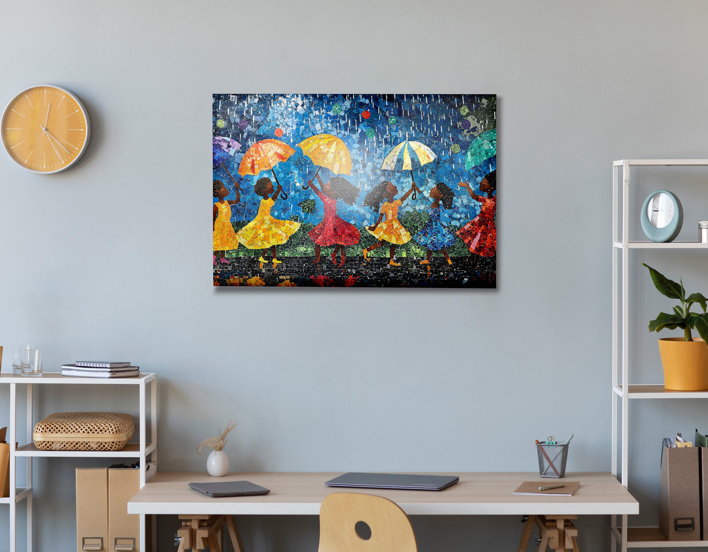 Black Girls Rainy Day Black children wall art view 24