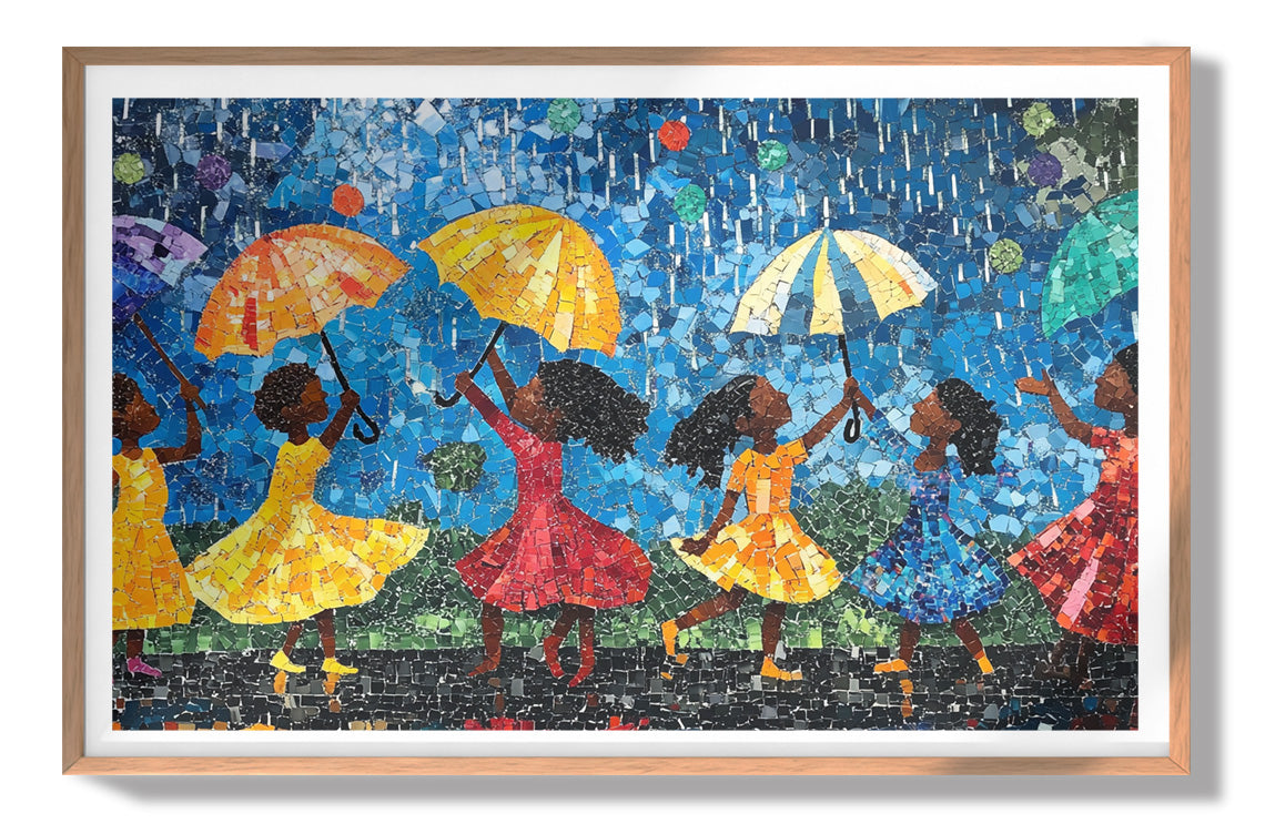 Black Girls Rainy Day Black children wall art view 79