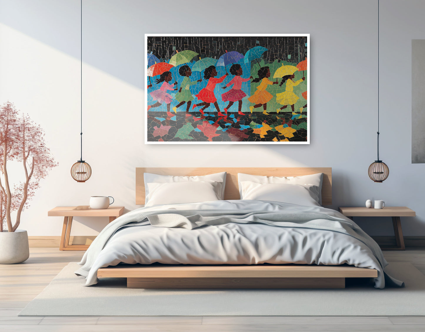 Black Girls Umbrella Dance Black children wall art artwork view
