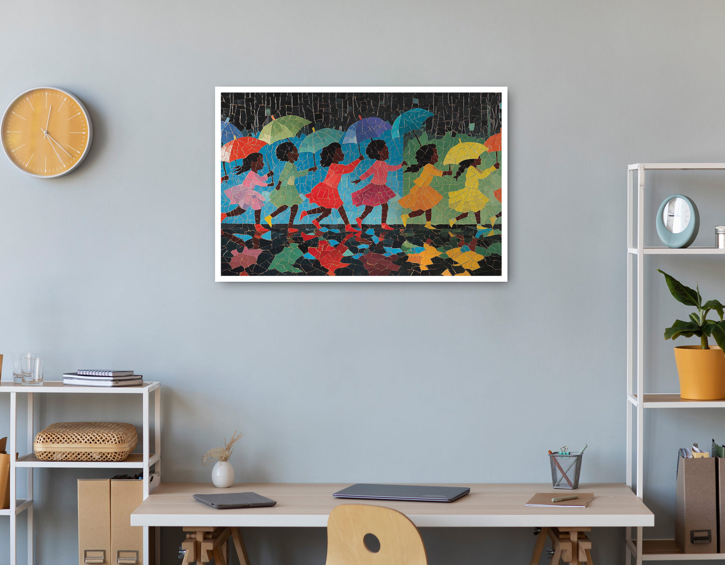 Black Girls Umbrella Dance Black children wall art print view