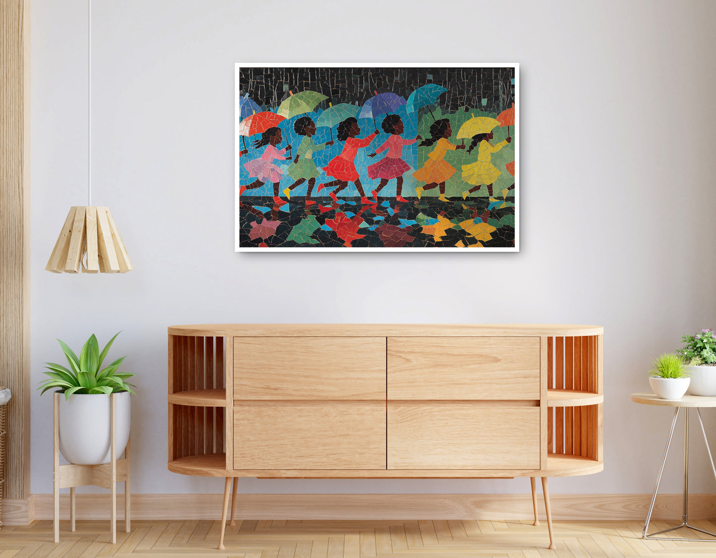 Alternate view of Black Girls Umbrella Dance Black children wall art canvas print