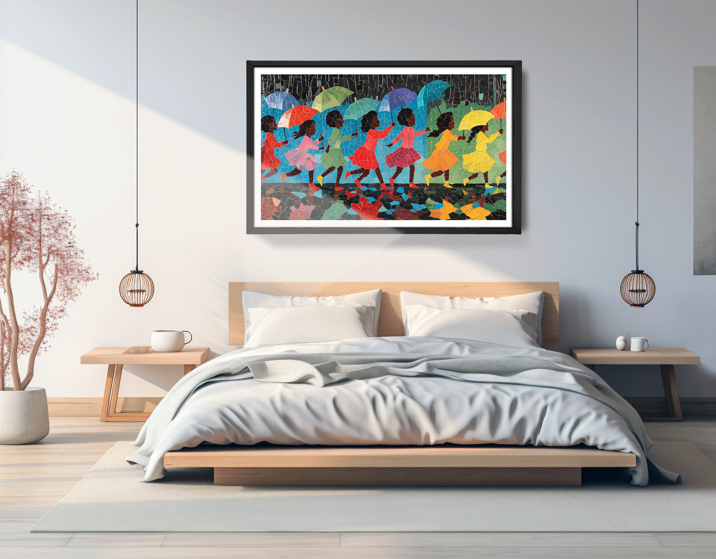 Black Girls Umbrella Dance Black children wall art view 69