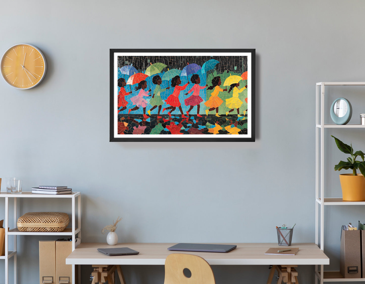Black Girls Umbrella Dance Black children wall art view 72
