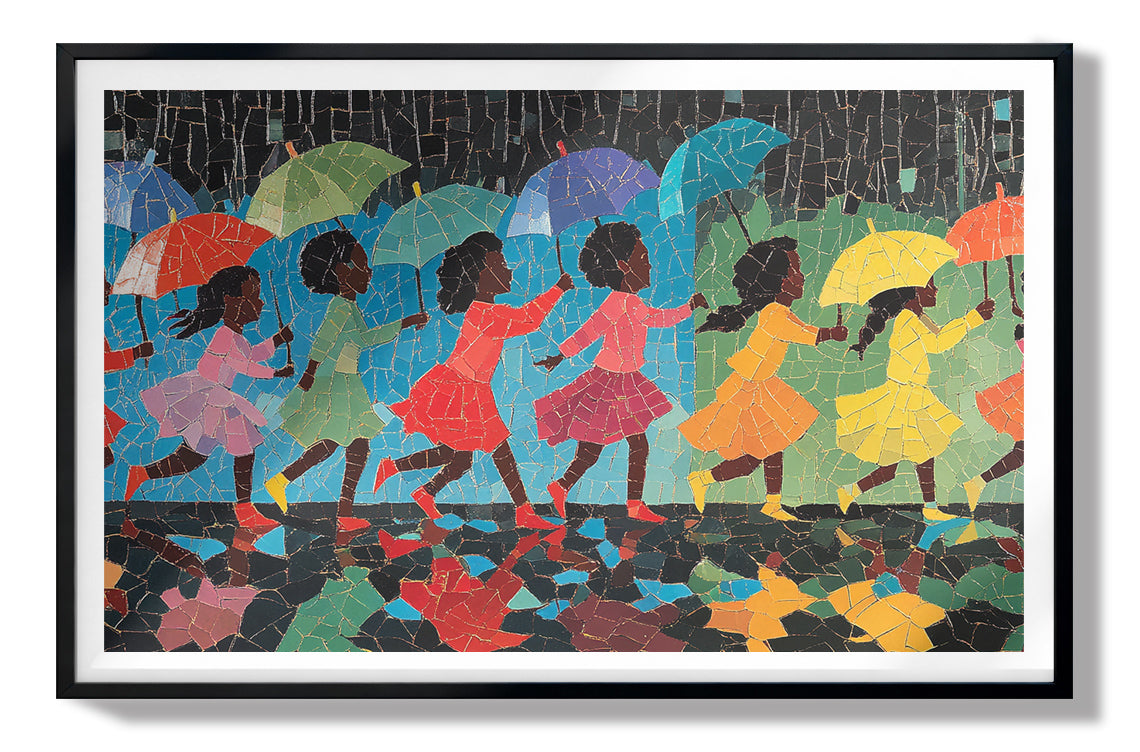 Black Girls Umbrella Dance Black children wall art view 67