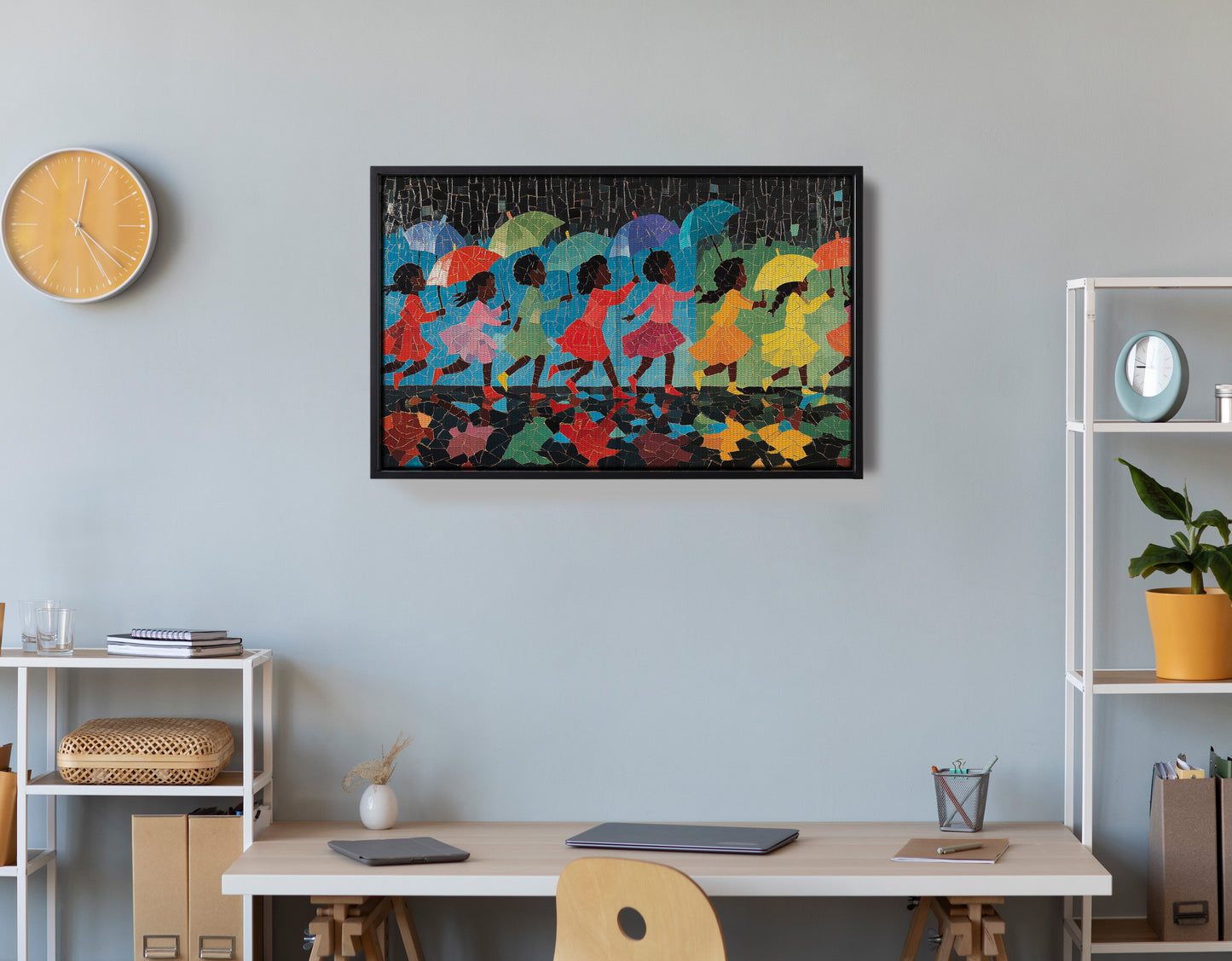 Black Girls Umbrella Dance Black children wall art view 30