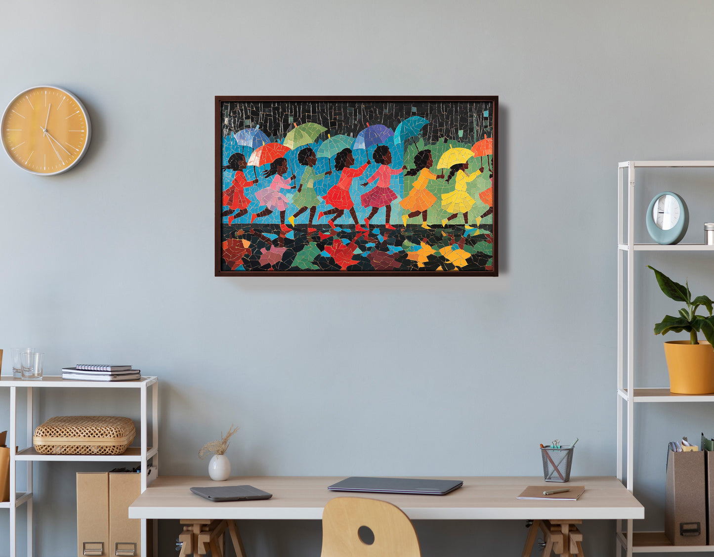 Black Girls Umbrella Dance Black children wall art view 36