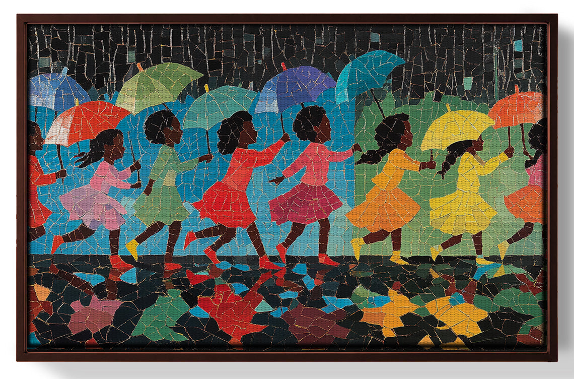 Black Girls Umbrella Dance Black children wall art view 31