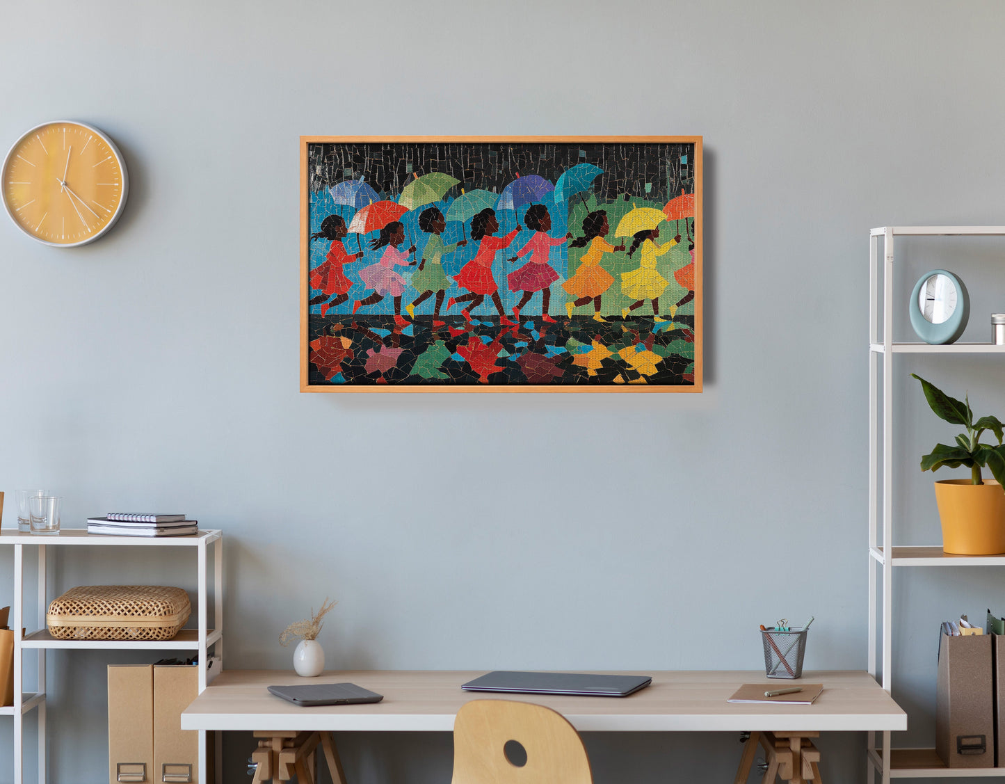 Black Girls Umbrella Dance Black children wall art view 48