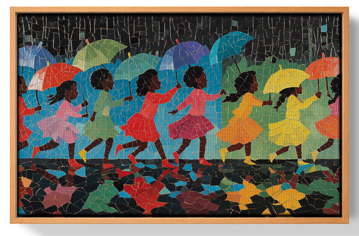 Black Girls Umbrella Dance Black children wall art view 43