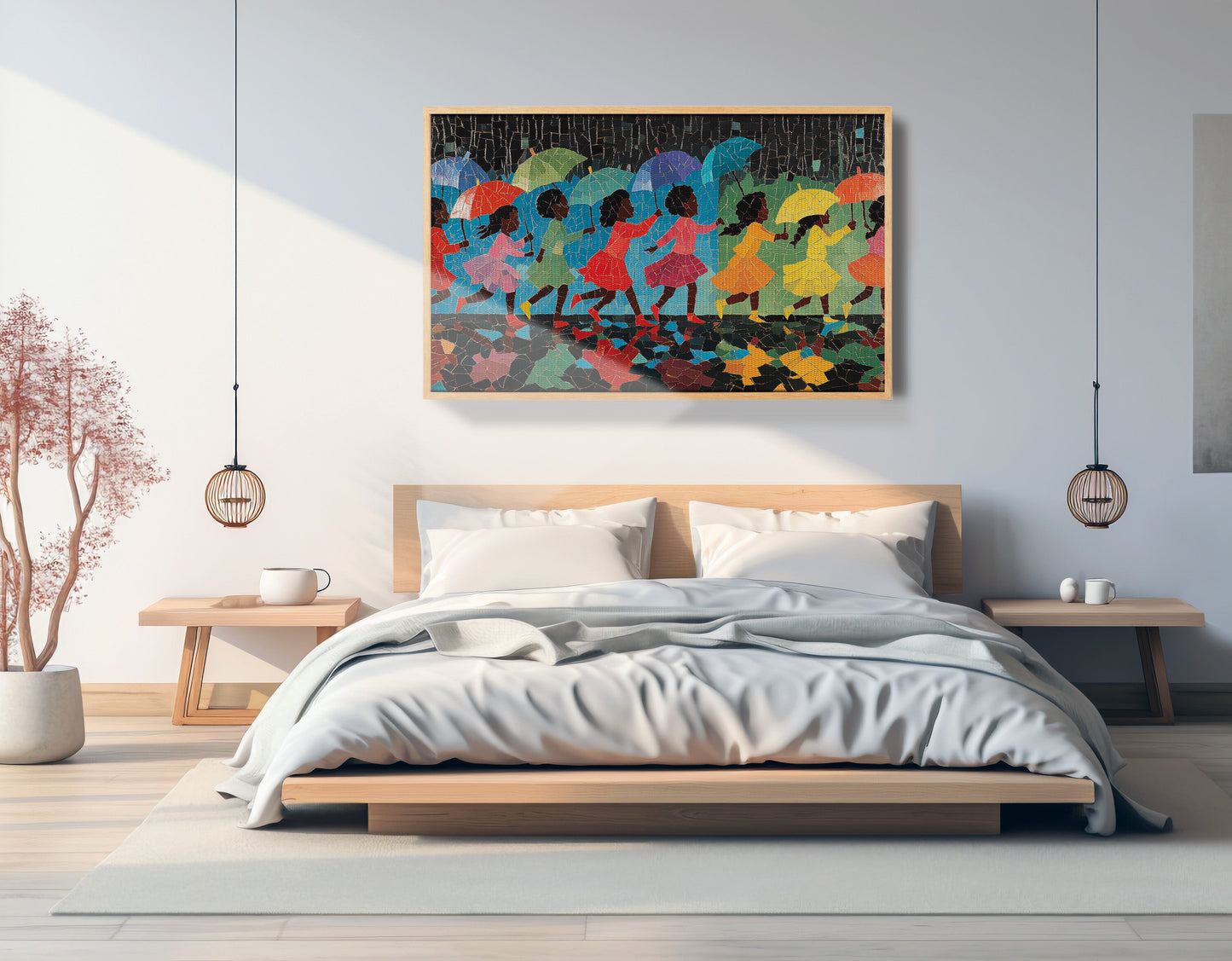Black Girls Umbrella Dance Black children wall art view 51