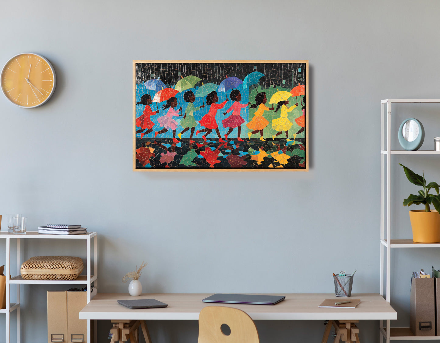 Black Girls Umbrella Dance Black children wall art view 54