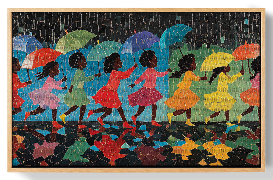 Black Girls Umbrella Dance Black children wall art view 49