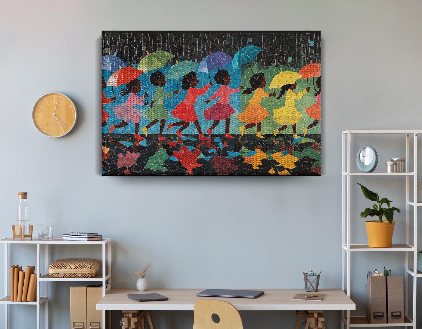 Black Girls Umbrella Dance Black children wall art view 18