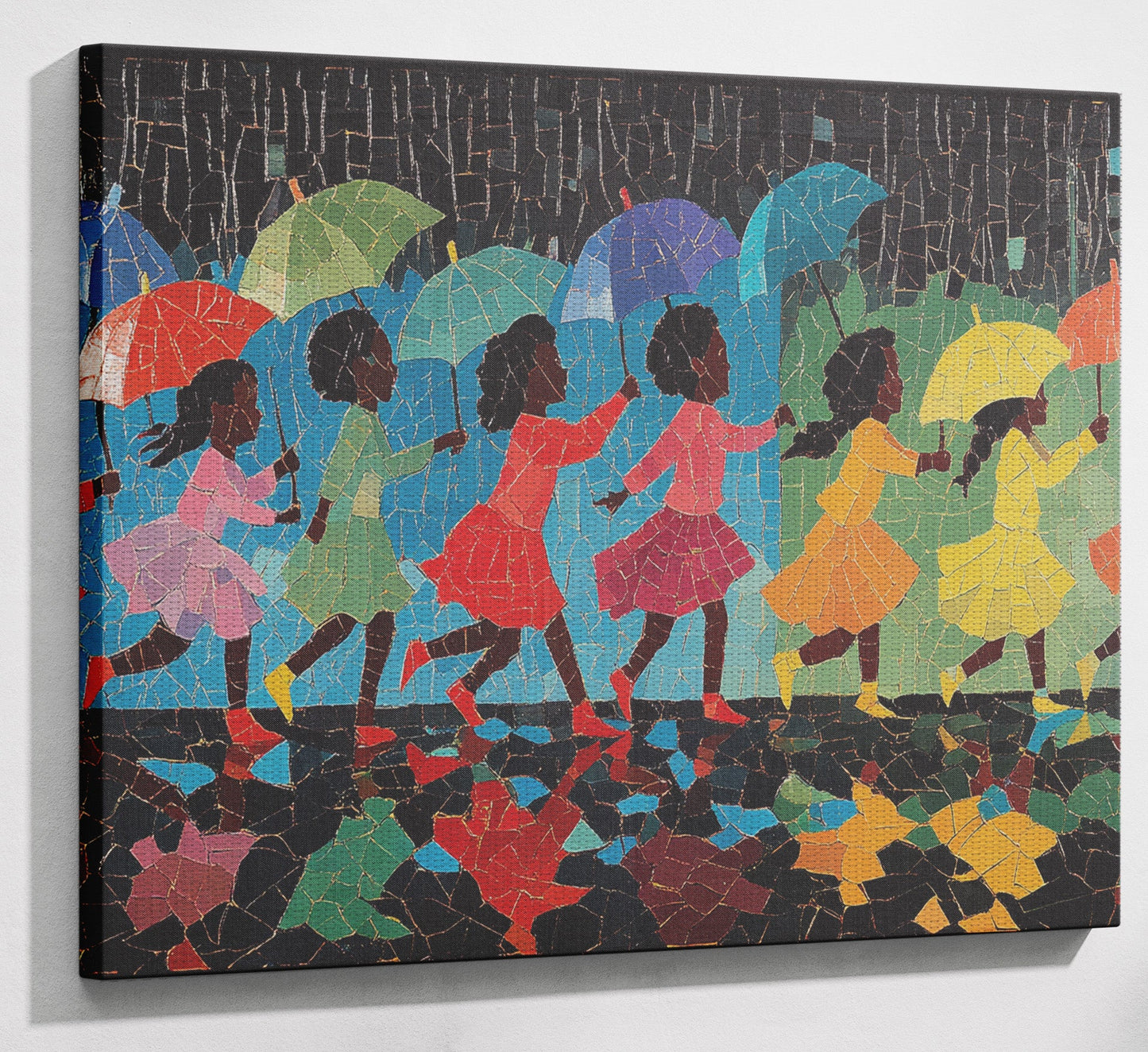 Black Girls Umbrella Dance Black children wall art view 13