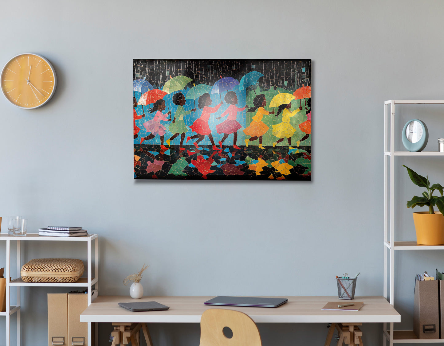 Black Girls Umbrella Dance Black children wall art view 24