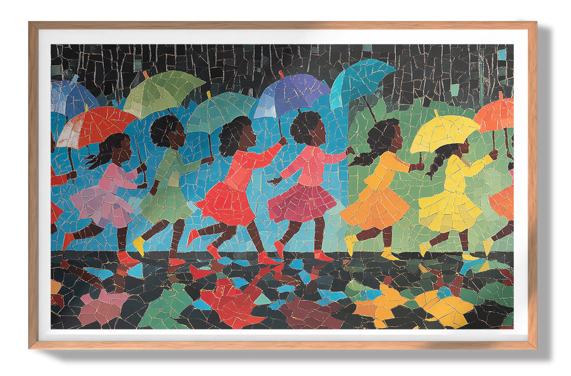 Black Girls Umbrella Dance Black children wall art view 79