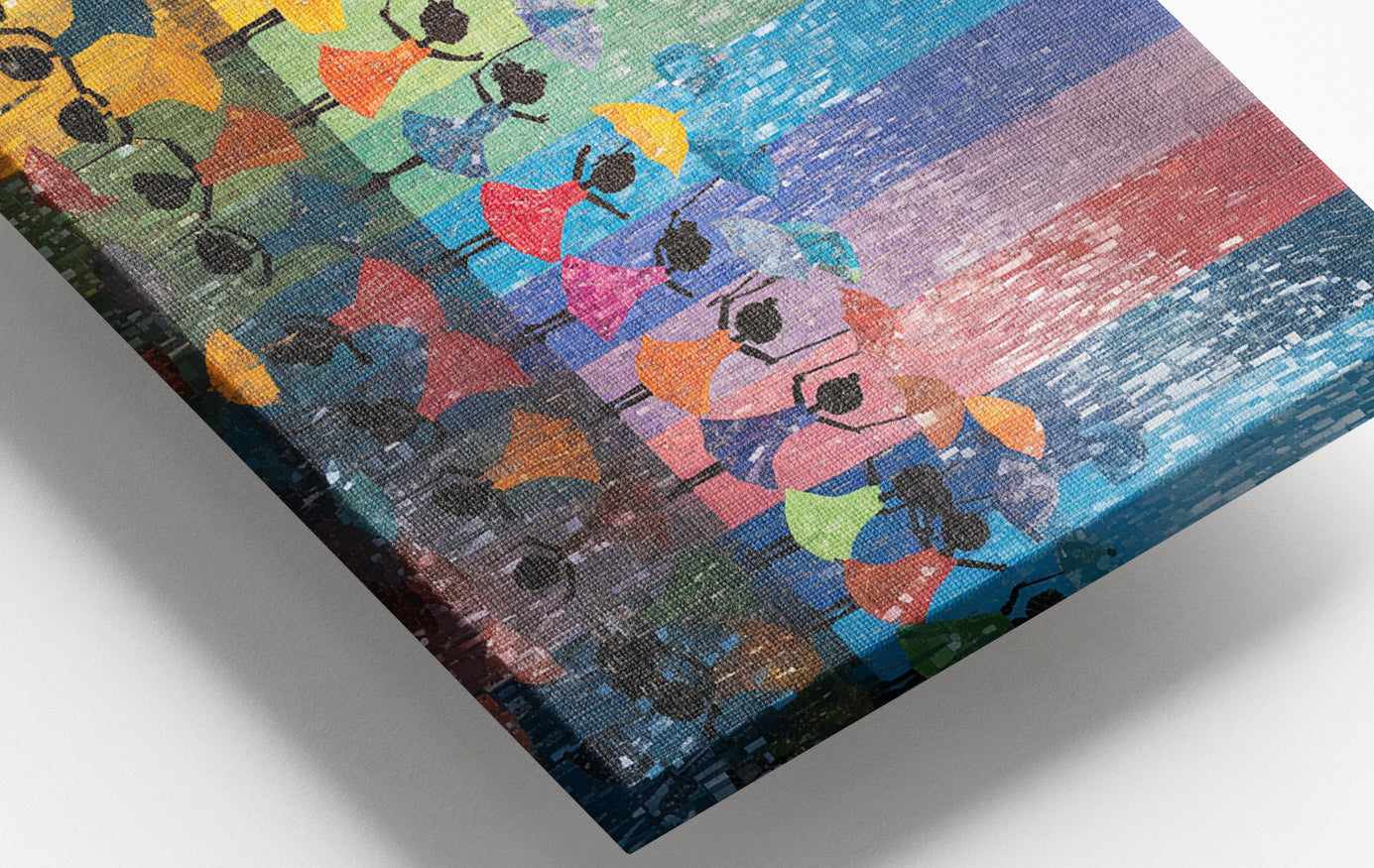 Close-up of Black Girls Rainbow Umbrella Black children wall art detail