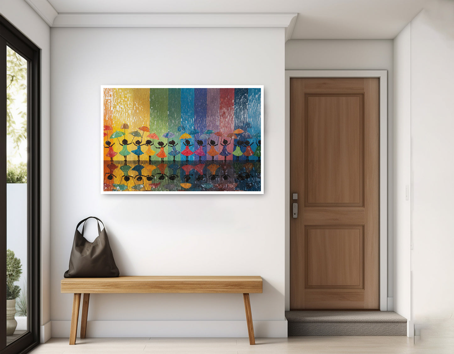 Black Girls Rainbow Umbrella Black children wall art home decor view