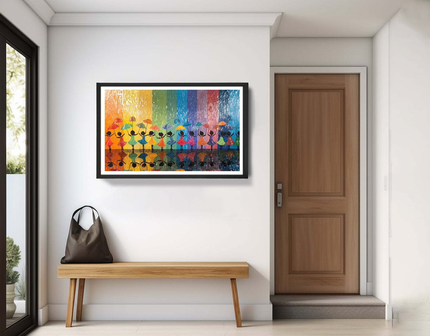 Black Girls Rainbow Umbrella Black children wall art view 71