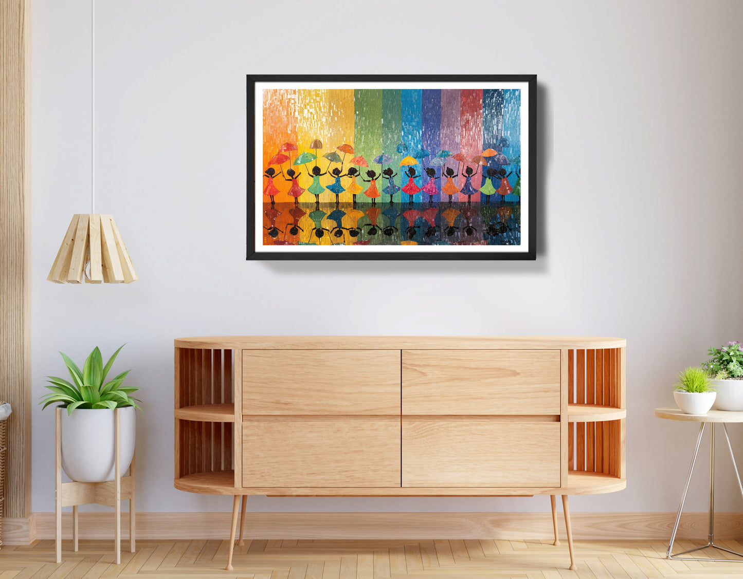 Black Girls Rainbow Umbrella Black children wall art view 68