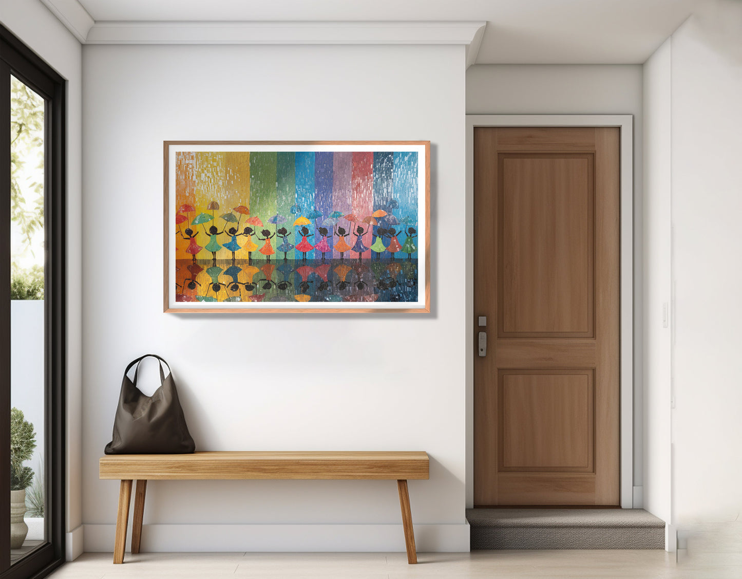 Black Girls Rainbow Umbrella Black children wall art view 83