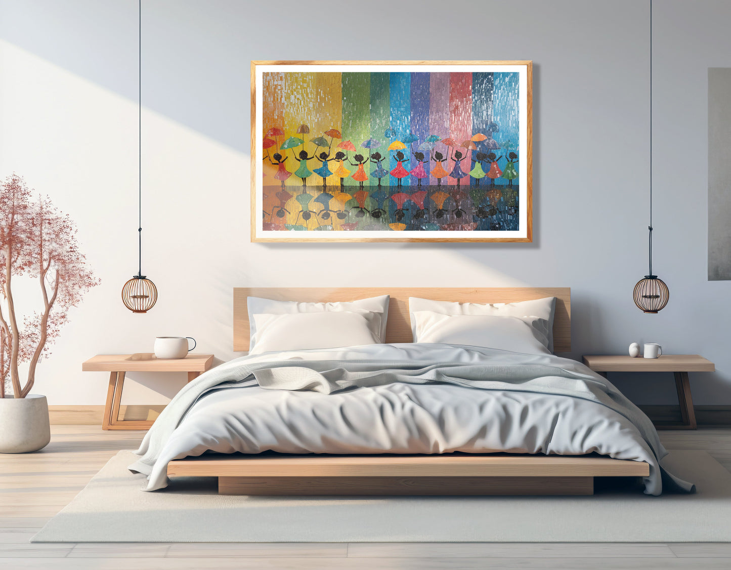 Black Girls Rainbow Umbrella Black children wall art view 75