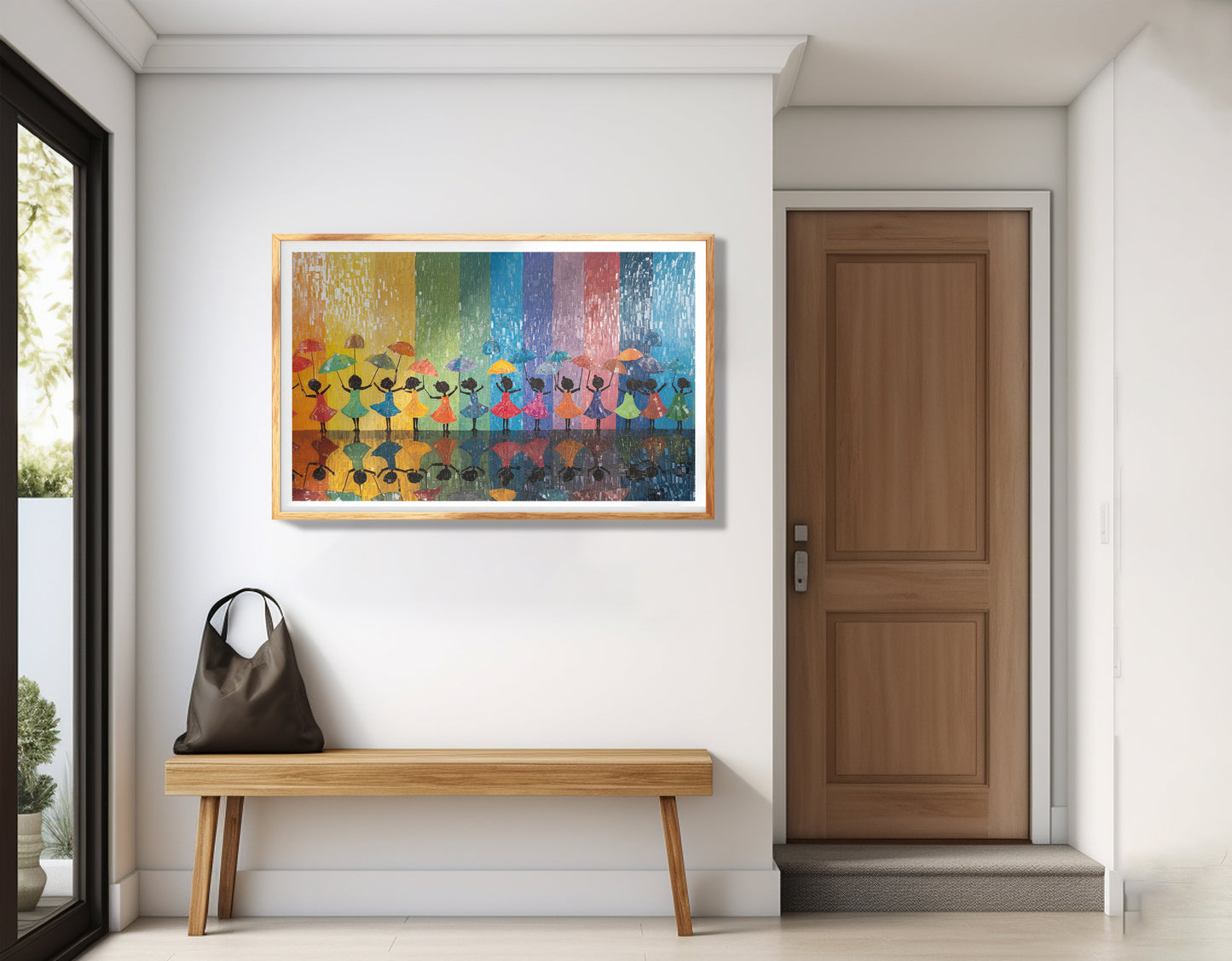 Black Girls Rainbow Umbrella Black children wall art view 77