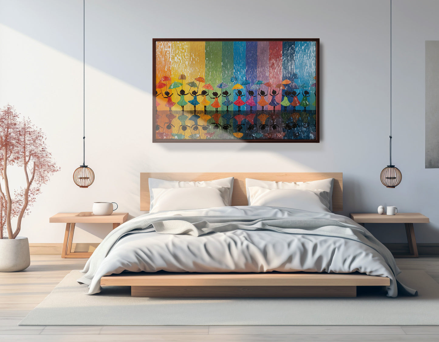 Black Girls Rainbow Umbrella Black children wall art view 33
