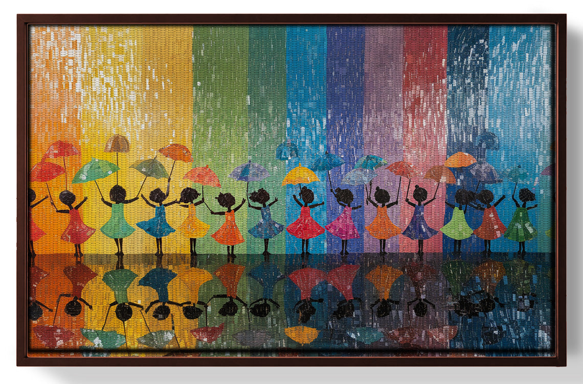 Black Girls Rainbow Umbrella Black children wall art view 31