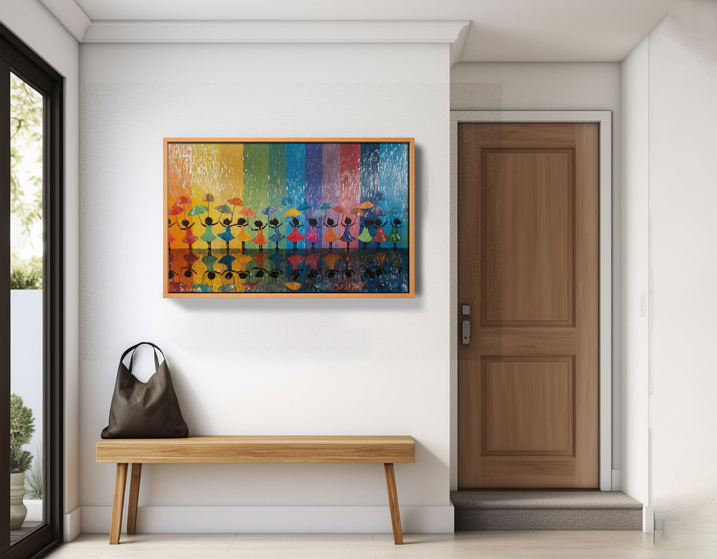 Black Girls Rainbow Umbrella Black children wall art view 47