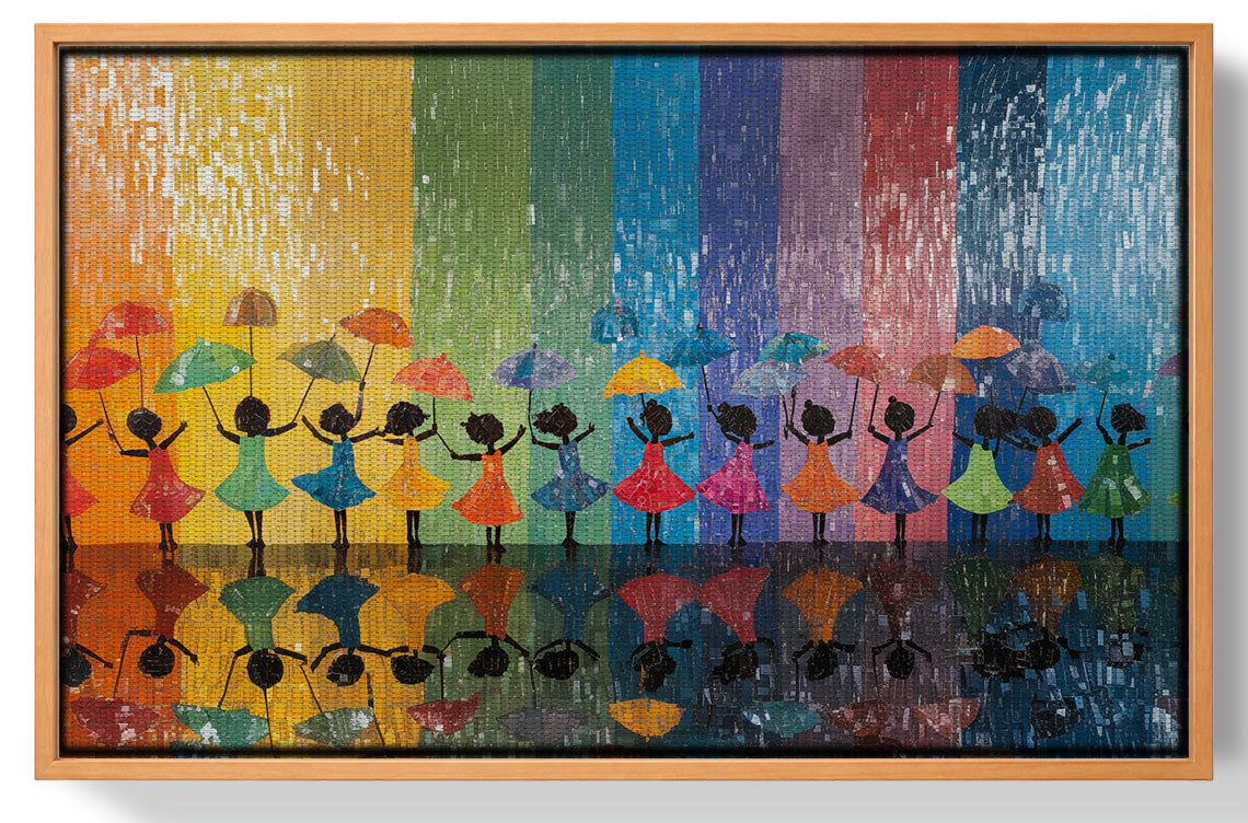 Black Girls Rainbow Umbrella Black children wall art view 43