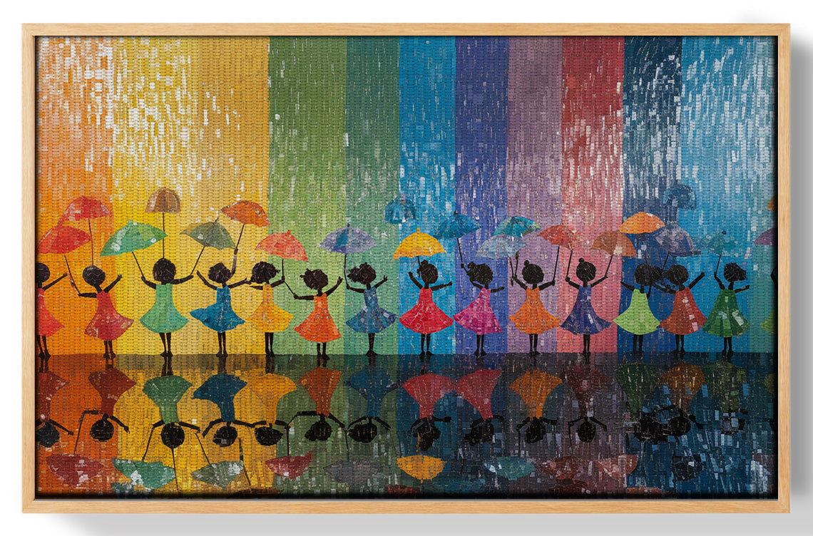 Black Girls Rainbow Umbrella Black children wall art view 49